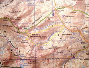 Mapa del Gralleras. Vía en amarillo.