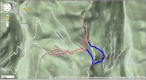 Itinerario en rojo.  Lo azul es lo adicional de bajar al valle de Estaubey subir por Hourquettes de 