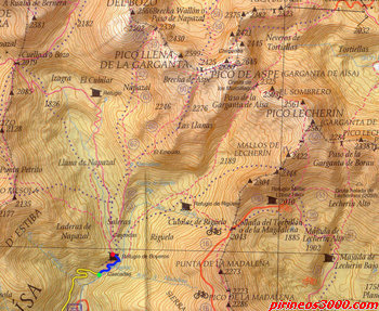 Situación del Refugio de Saleras o Boyeros.