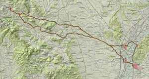 Mapa de la zona e itinerario efectuado.