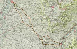 Mapa de la zona e itinerario efectuado.